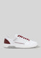 The CSW 3 is a white sneaker with burgundy accents, boasting a leather upper made from premium Italian materials, complemented by a white sole and burgundy laces. Expertly handcrafted in Portugal, it exudes a retro-future style.