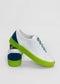 A pair of ML0063 White W/ Lime shoes, handcrafted in Portugal from premium Italian leathers.