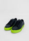 ML0064 Black Floater W/ Lime sneakers, handcrafted in Portugal, displayed on a plain white background.