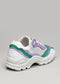 color mix emerald with lilac premium leather sneakers landscape with sophisticated silhouette backview
