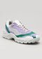 color mix emerald with lilac premium leather sneakers landscape with sophisticated silhouette frontview