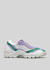 color mix emerald with lilac premium leather sneakers landscape with sophisticated silhouette sideview