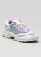 color mix pastel green premium leather sneakers landscape with sophisticated silhouette frontview