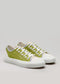 olive and white premium canvas multi-layered low sneakers frontview